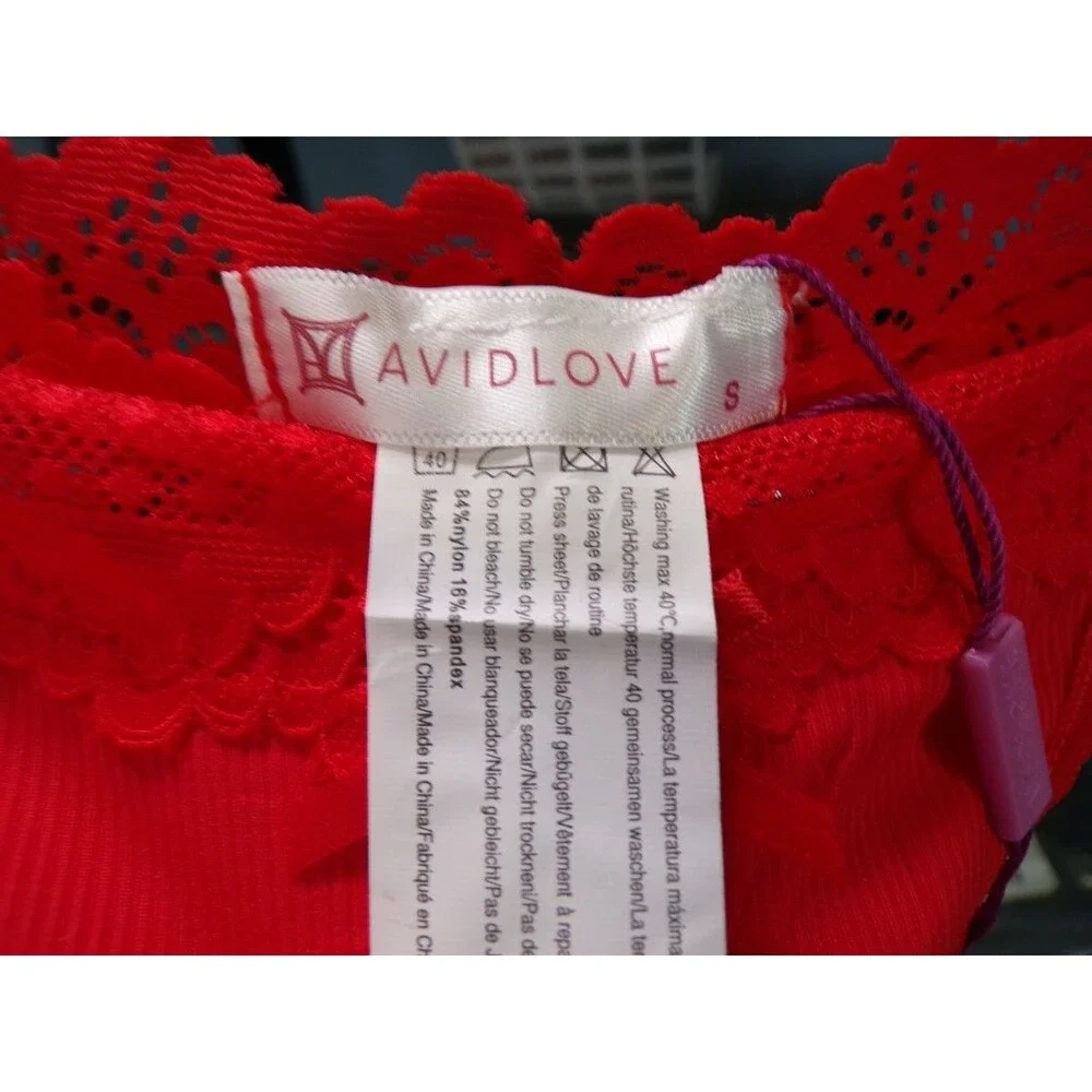 AVIDLOVE Women's Red Lace Thong Size S 0647 Nylon Spandex